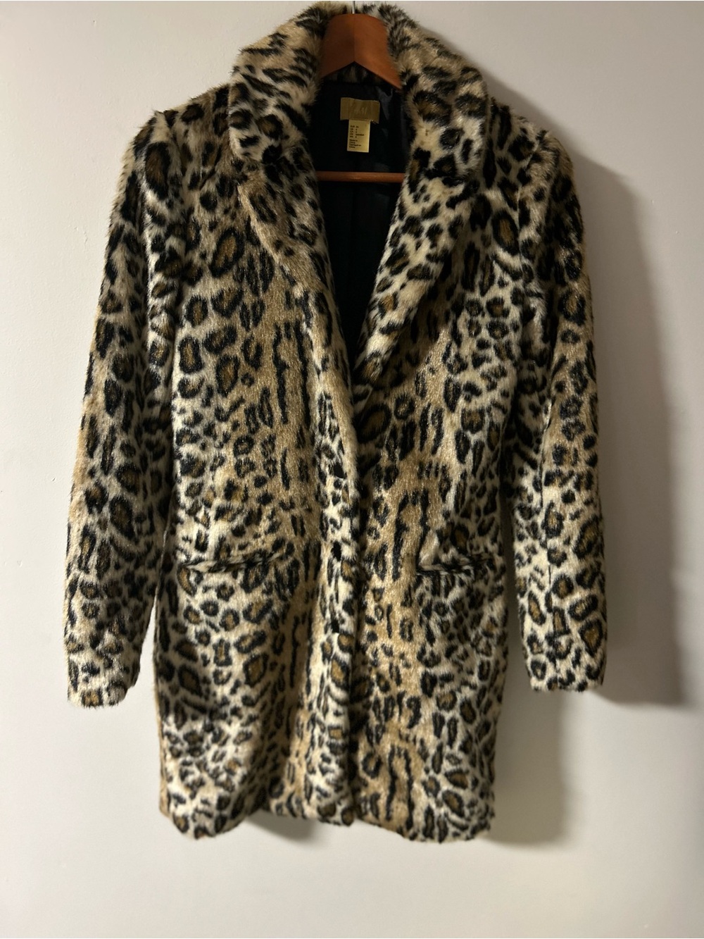 H&M Leopard-Print Teddy Coat in Brown and Cream